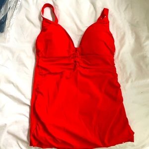 NWT $96 tangerine orange tankini top D cup